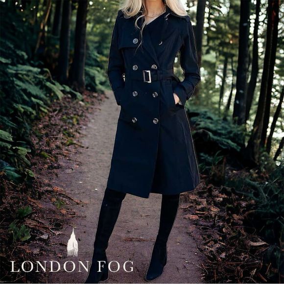 LONDON FOG 3/4 Length Double Breasted Trench Coat Size Medium - Picture 2 of 16